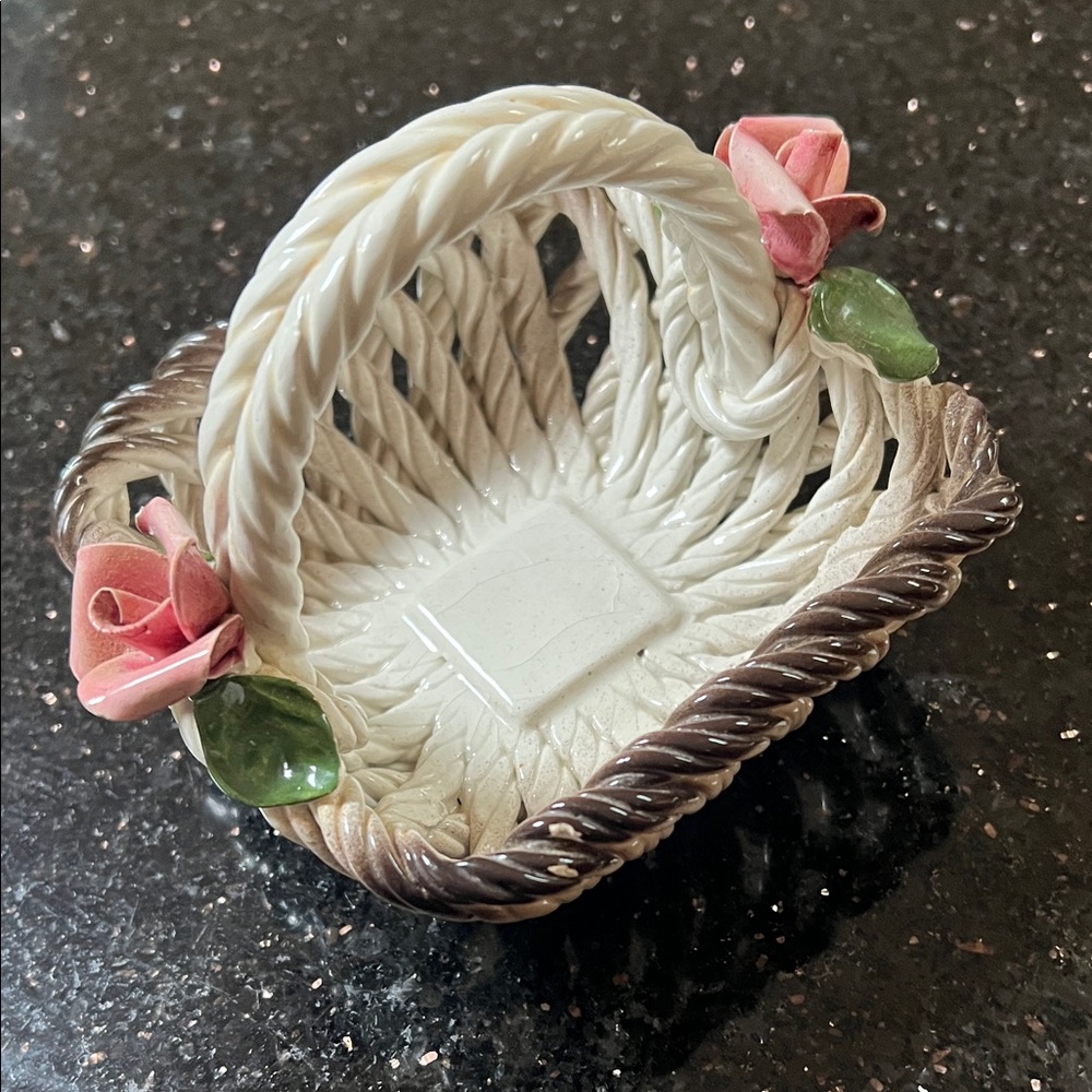 Capodimonte Basket with Pink and Green Accents